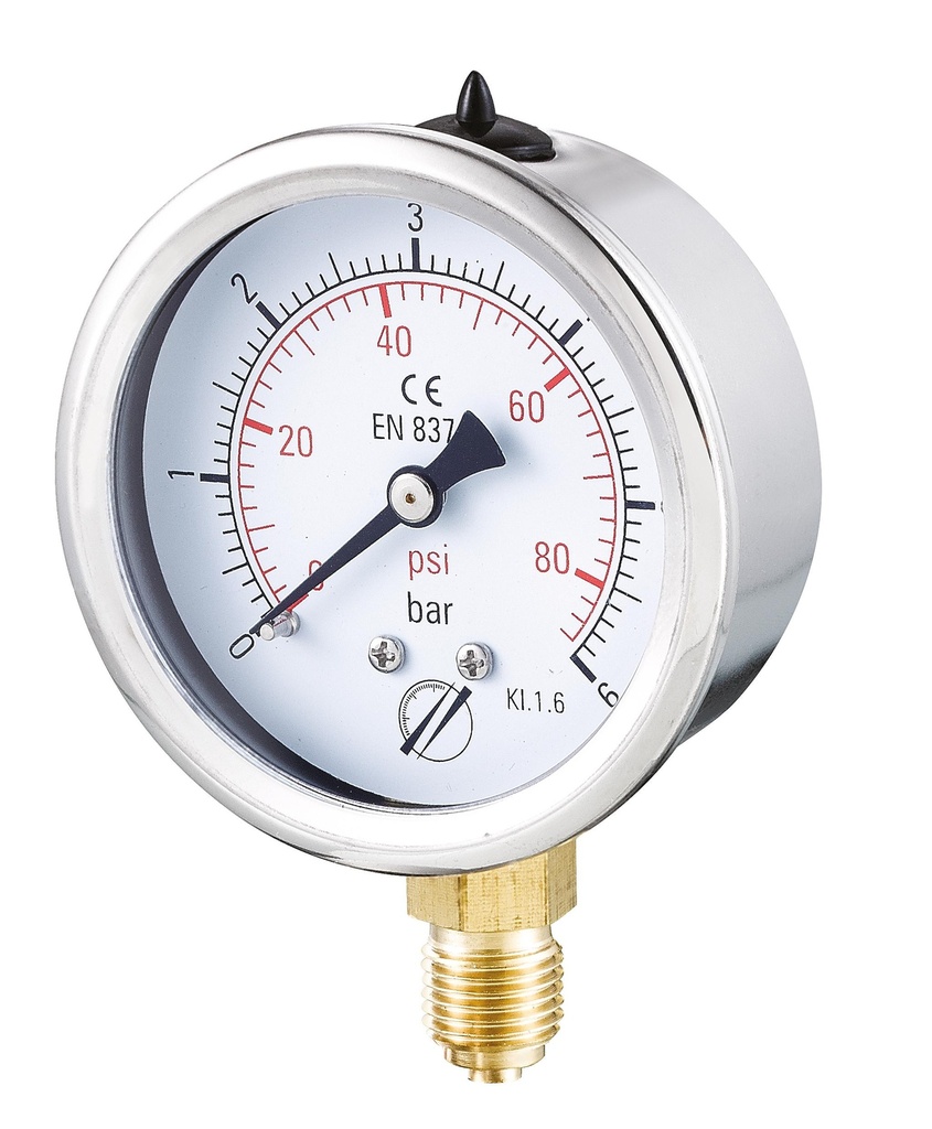 MANO SEC RADIAL DIAM63 0/600MB PRISE CAL 1/4" - CLASSE 1,6 BOITIER INOX SEC