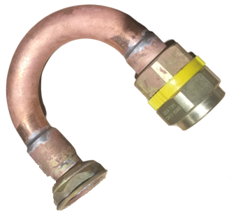 CROSSE SORTIE COMPTEUR 180° CU22 ENTREE FJPC20 SORTIE PLT DN20 L74MM