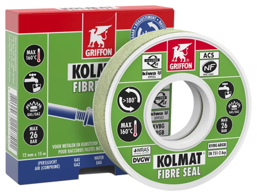 [GFV6300531] BANDE D'ETANCHEITE POUR RACCORD FILETE KOLMAT FIBRE SEAL RL 12MM X 15M EN751-2 NF540 §